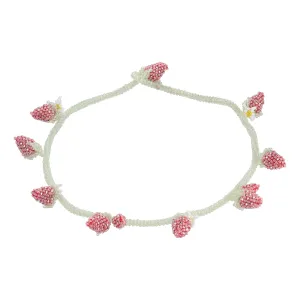 Peyote Strawberry Necklace White and Pink Beads