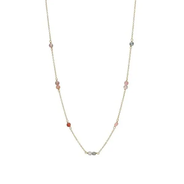 Pink 18K Gold Plated Necklace w. Spinel