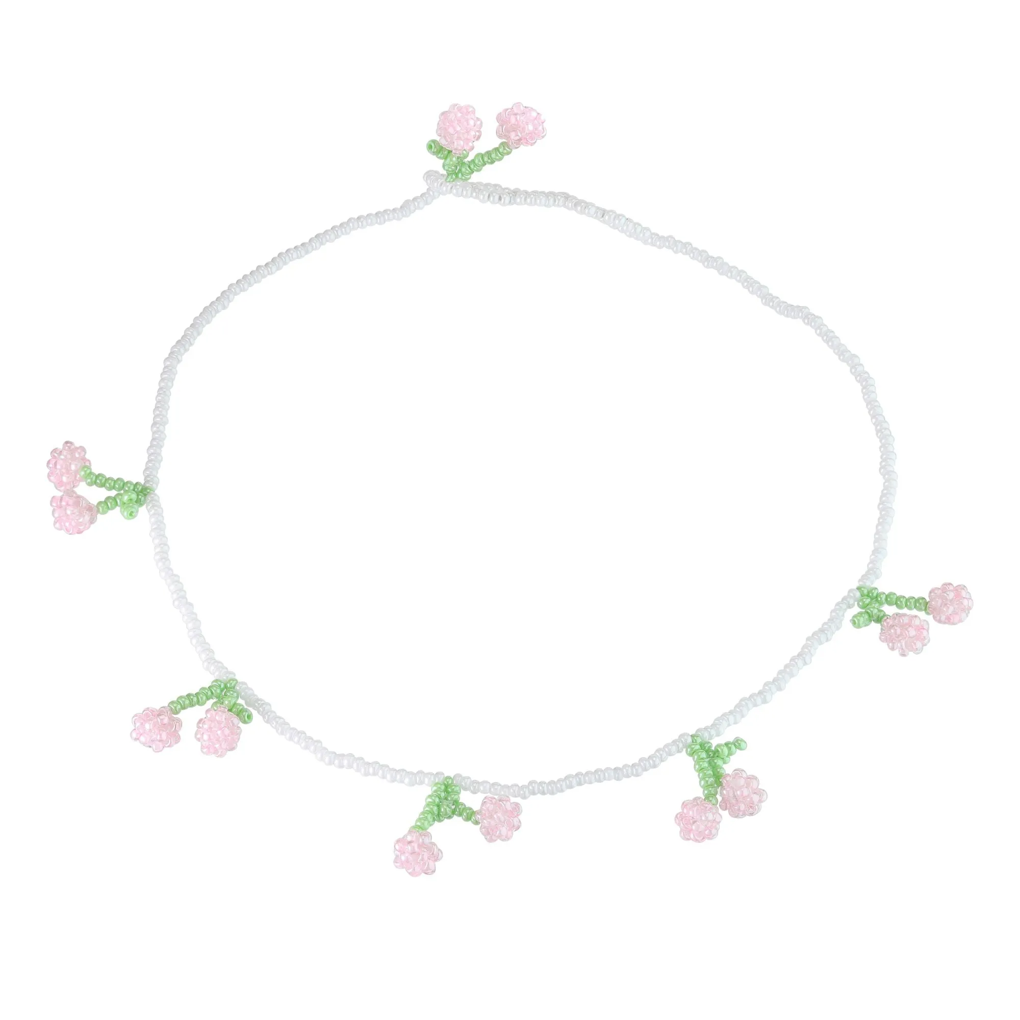 Pink Cherry Necklace Pink Beads