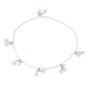 Pink Cherry Necklace Pink Beads