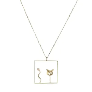Poesi 14K Gold Necklace w. Sapphire