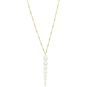Pointy Pearl Gold Plated Necklace w. Pearl