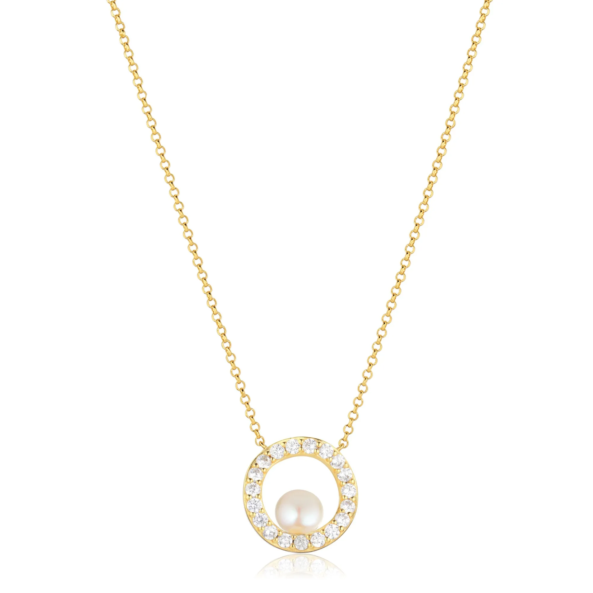 Ponza Circolo 18K Gold Plated Necklace w. Zirconias