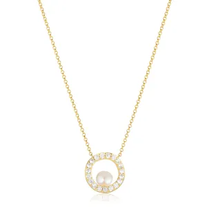 Ponza Circolo 18K Gold Plated Necklace w. Zirconias
