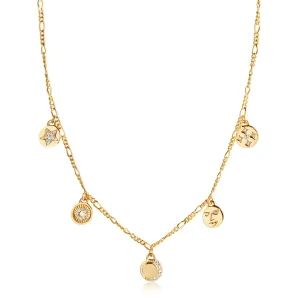 Portofino Gold Plated Necklace w. White Zirconias 40cm