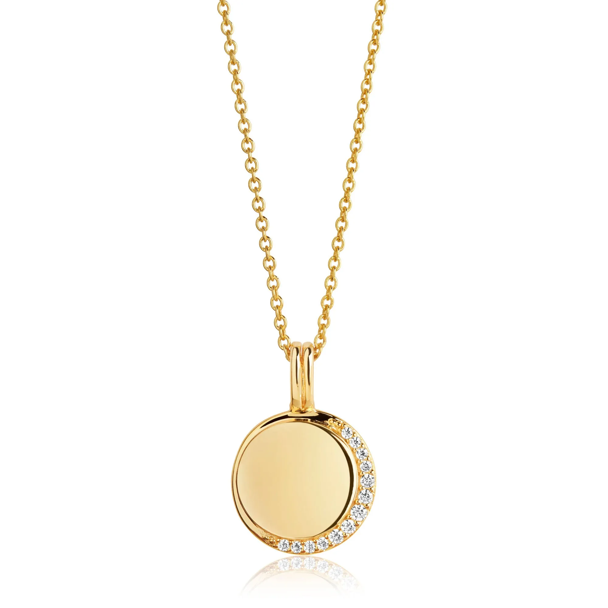 Portofino round Gold Plated Necklace w. White Zirconias