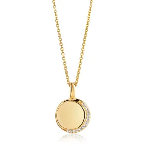 Portofino round Gold Plated Necklace w. White Zirconias