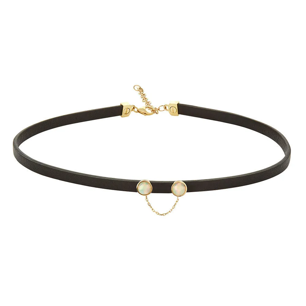 PREMIERE Eyes On You Choker 18K Gold Necklace w. Opal