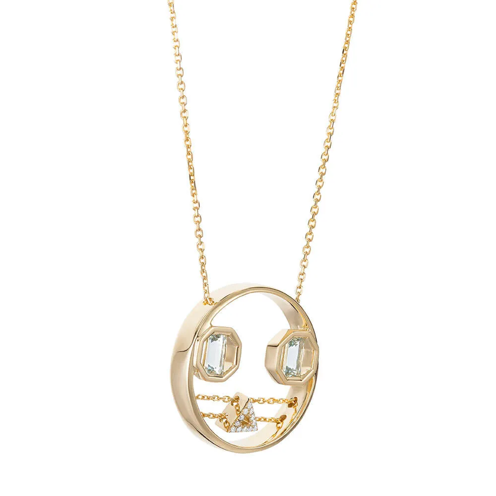 PREMIERE Octavia 18K Gold Necklace w. Aquamarine & Diamond