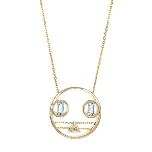 PREMIERE Octavia 18K Gold Necklace w. Aquamarine & Diamond