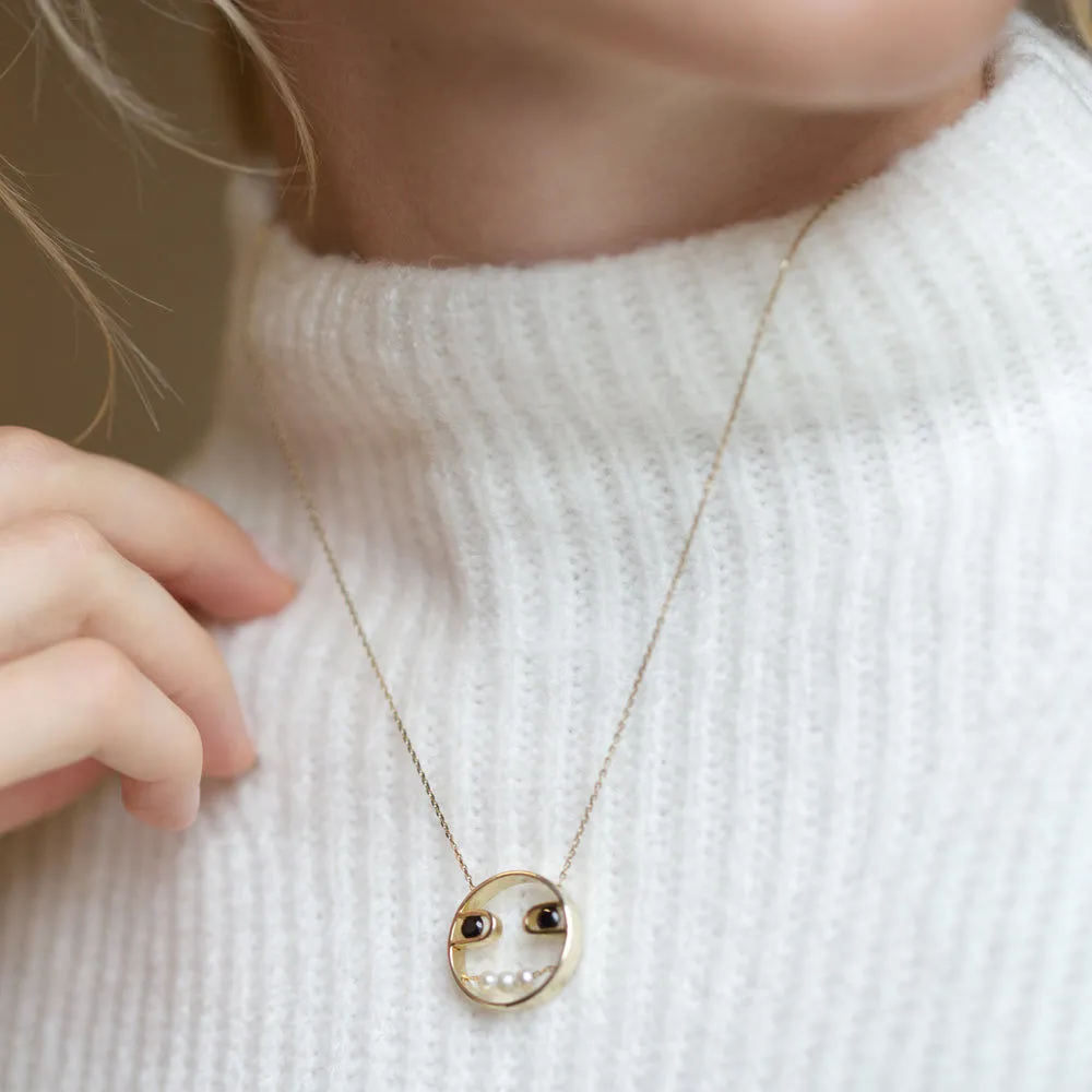 PREMIERE Paola 18K Gold Necklace w. Spinel & Pearl