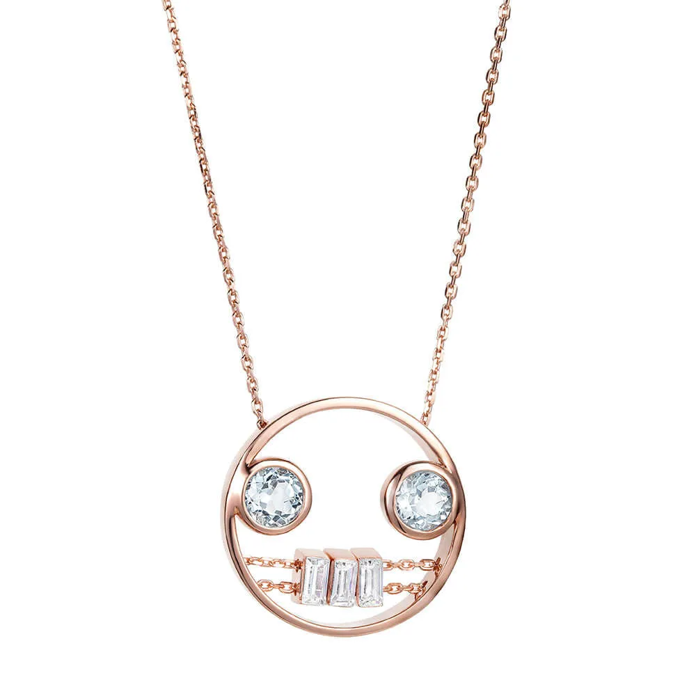 PREMIERE Rose Carina 18K Rosegold Necklace w. Aquamarine & Topaz