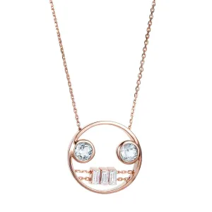 PREMIERE Rose Carina 18K Rosegold Necklace w. Aquamarine & Topaz