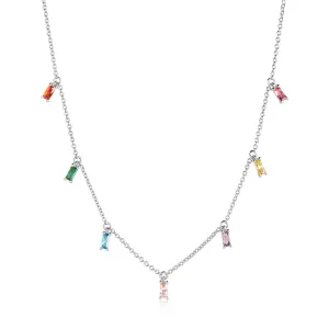 Princess Baquette Silver Necklace w.  Zirconias