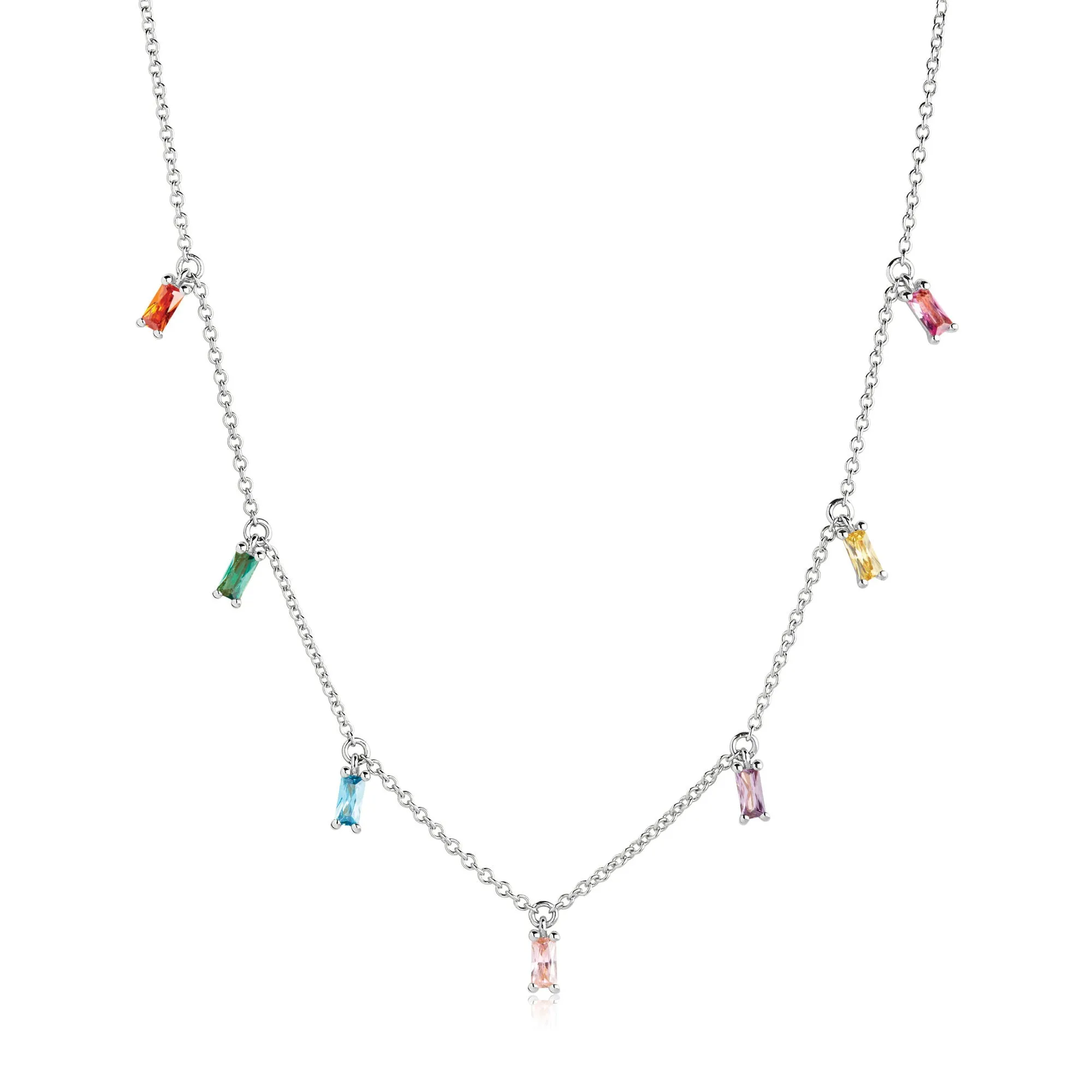 Princess Baquette Silver Necklace w.  Zirconias