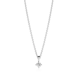 Princess Piccolo 4 mm. Silver Necklace w. White Zirconias