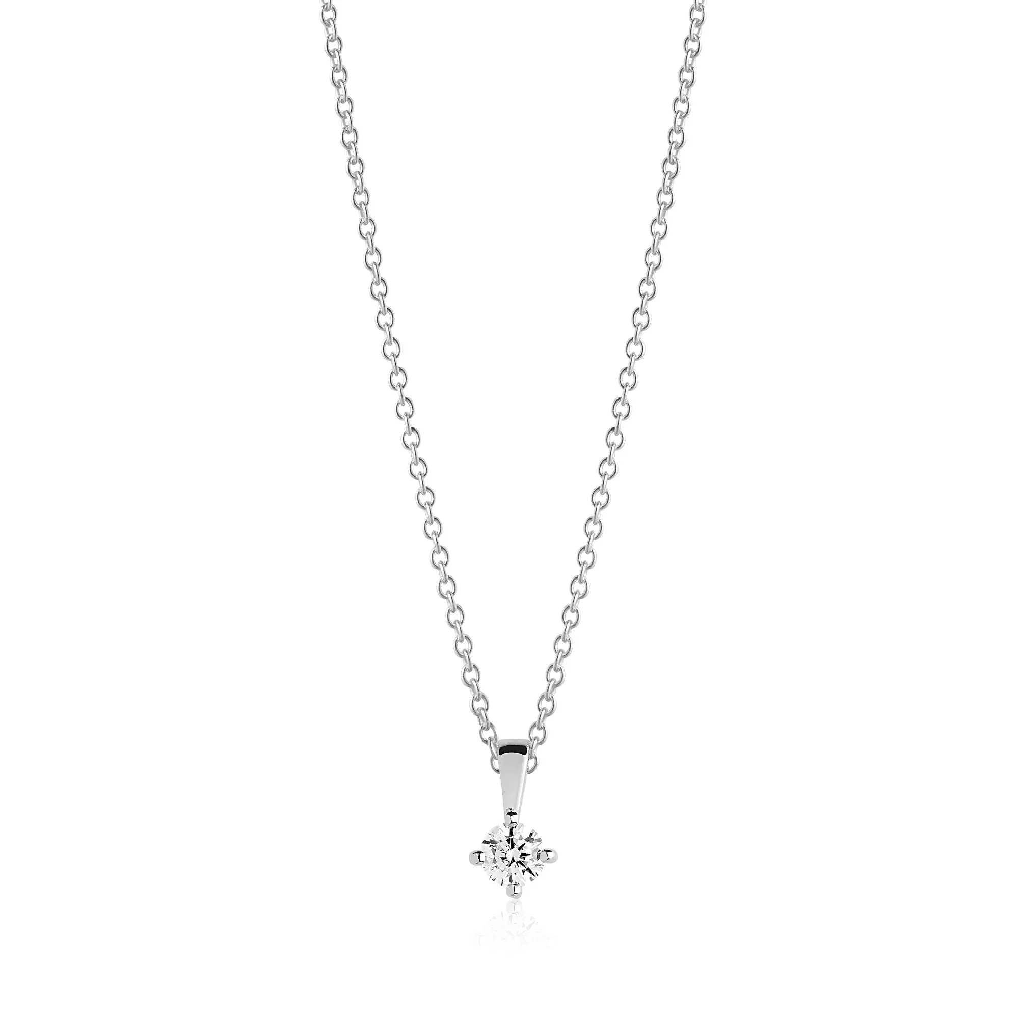 Princess Piccolo 4 mm. Silver Necklace w. White Zirconias