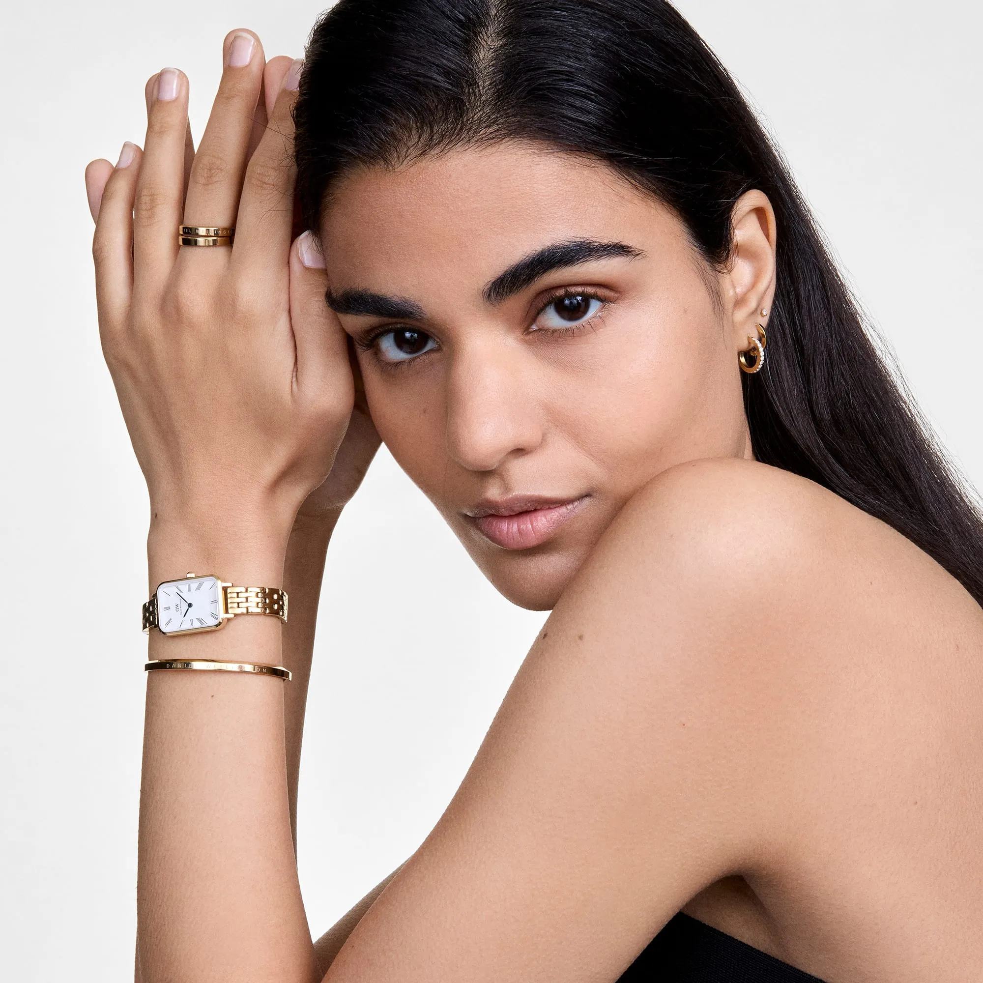Quadro Roman Numerals 5-Link Gold Daniel Wellington