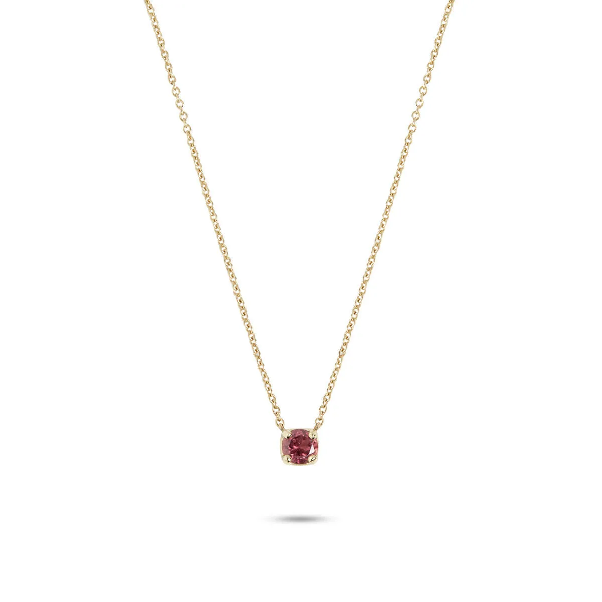 Rainbow Red 10K Gold Necklace w. Tourmaline