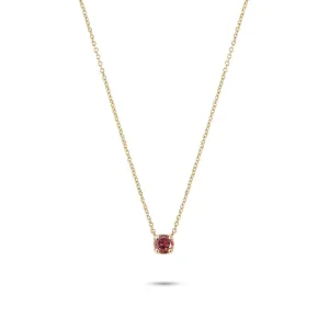 Rainbow Red 10K Gold Necklace w. Tourmaline