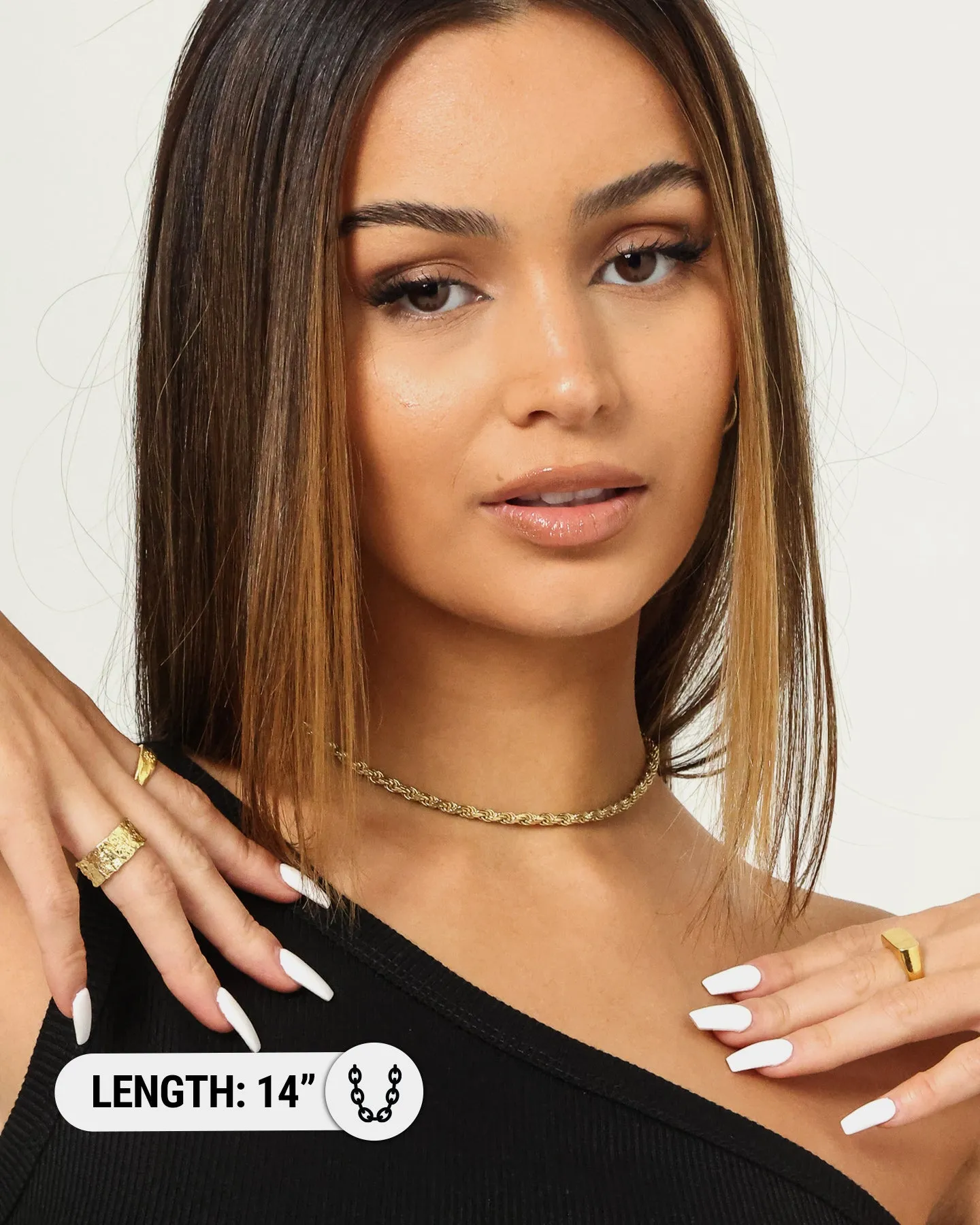 Raising Hell Women's 4mm 14" Rope Chain Choker 18K Gold Vermeil