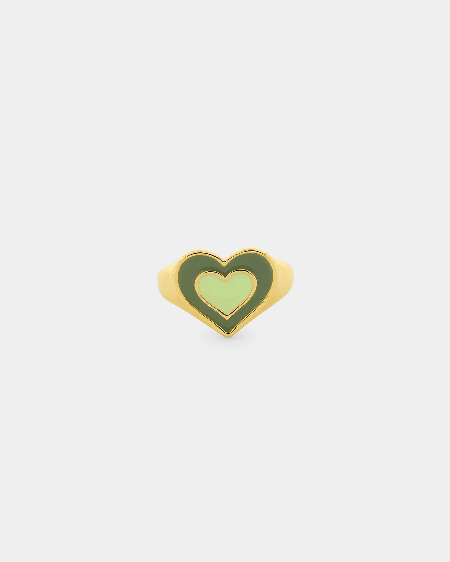 Raising Hell Women's Pastel Hearts Ring Gold/Green