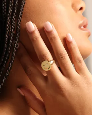 Raising Hell Women's Smiley Face Ring Gold