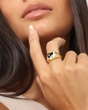 Raising Hell Women's Ying Yang Ring Gold/Black/White