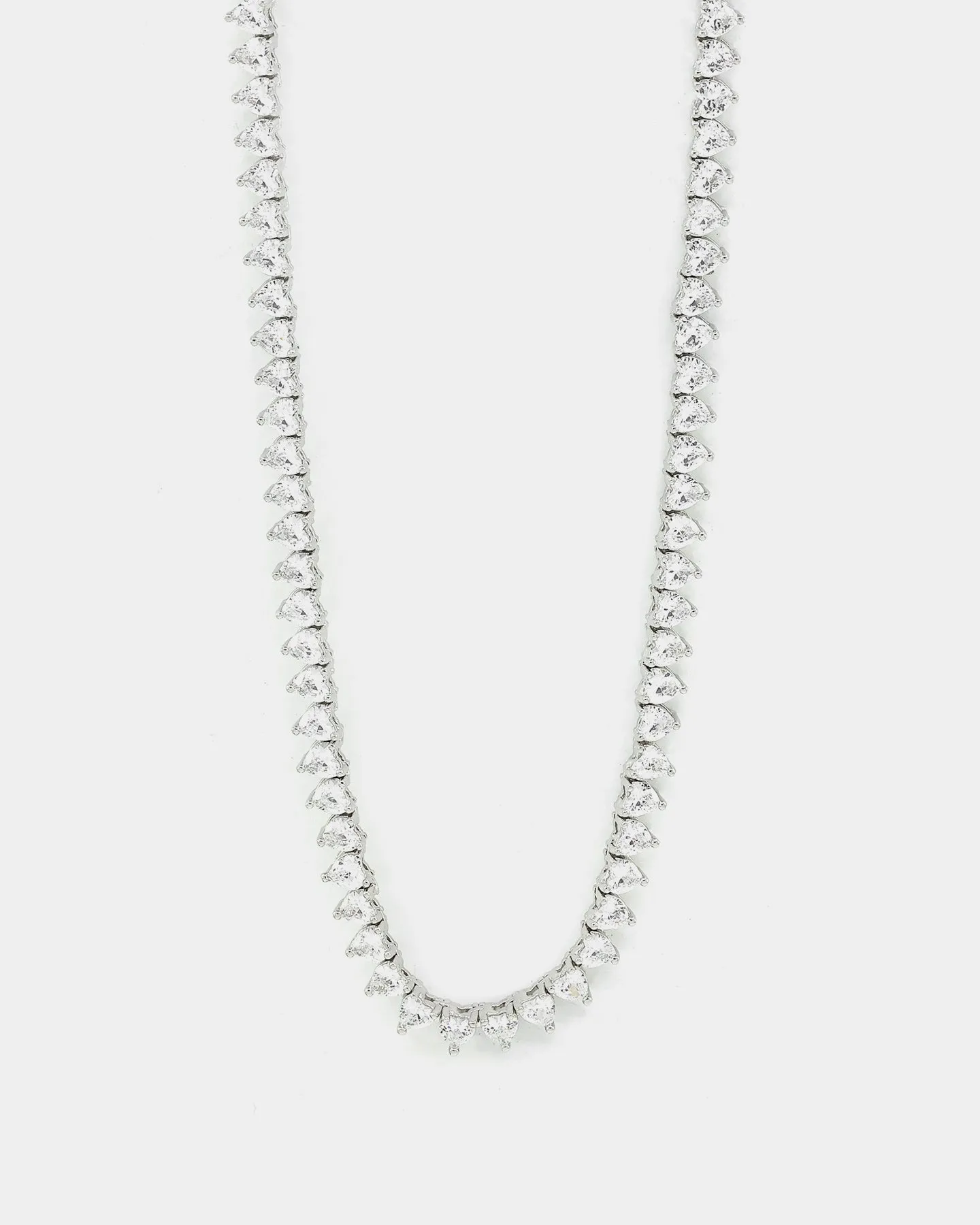 Raising Women's Heart Tennis 16" Chain Iced White Gold