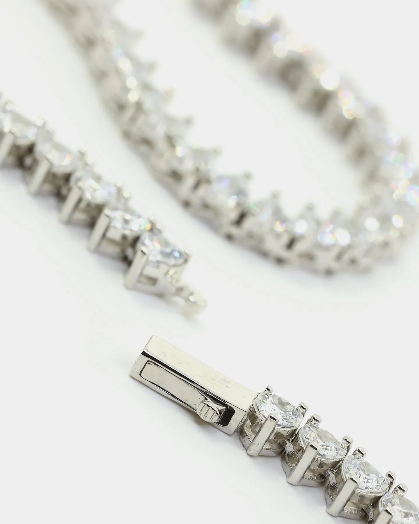 Raising Women's Heart Tennis 16" Chain Iced White Gold
