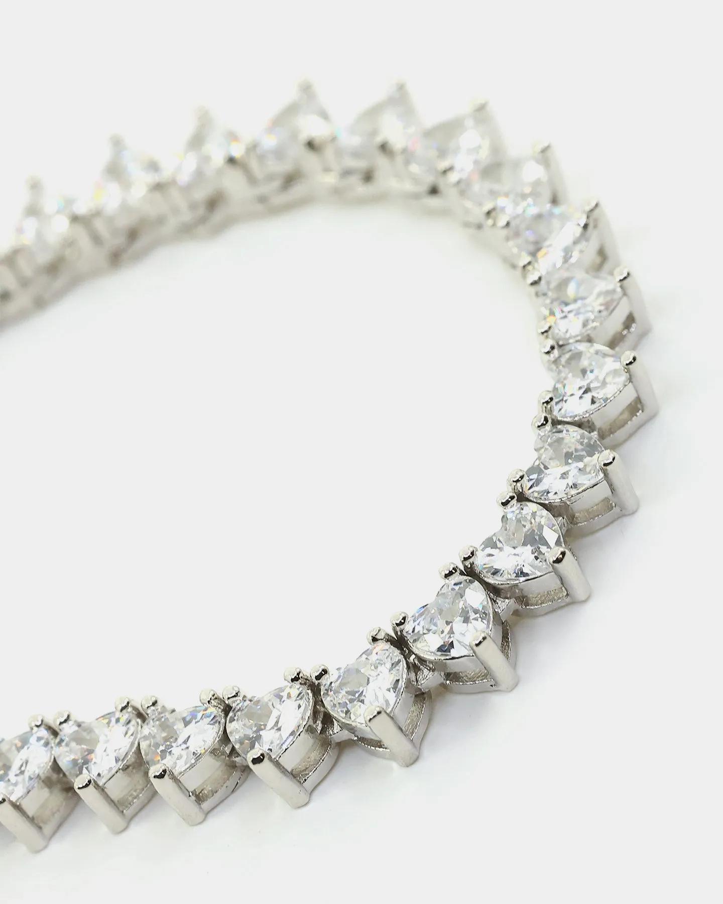 Raising Women's Heart Tennis 16" Chain Iced White Gold