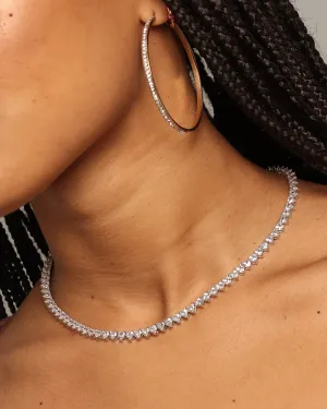 Raising Women's Heart Tennis 16" Chain Iced White Gold