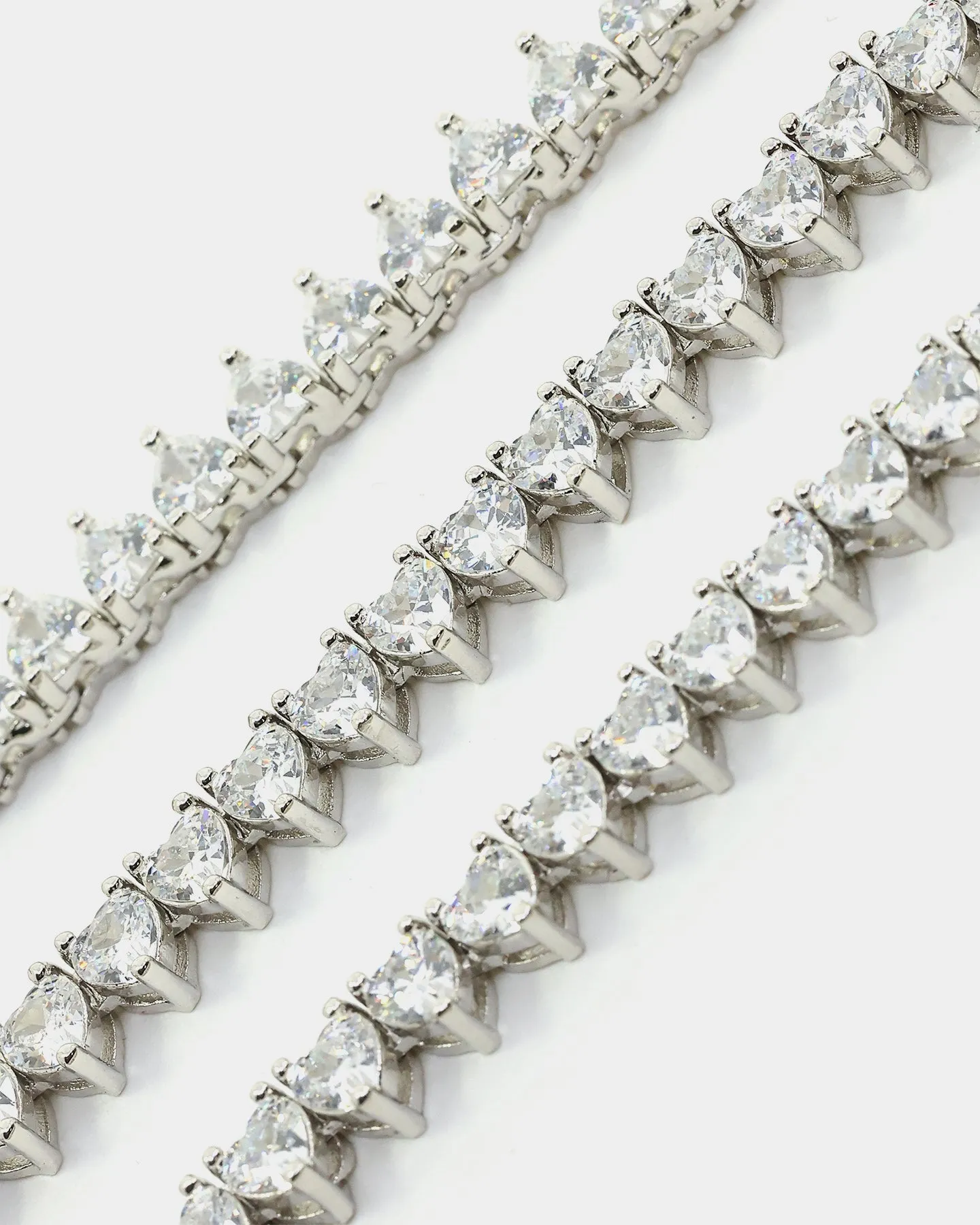 Raising Women's Heart Tennis 16" Chain Iced White Gold