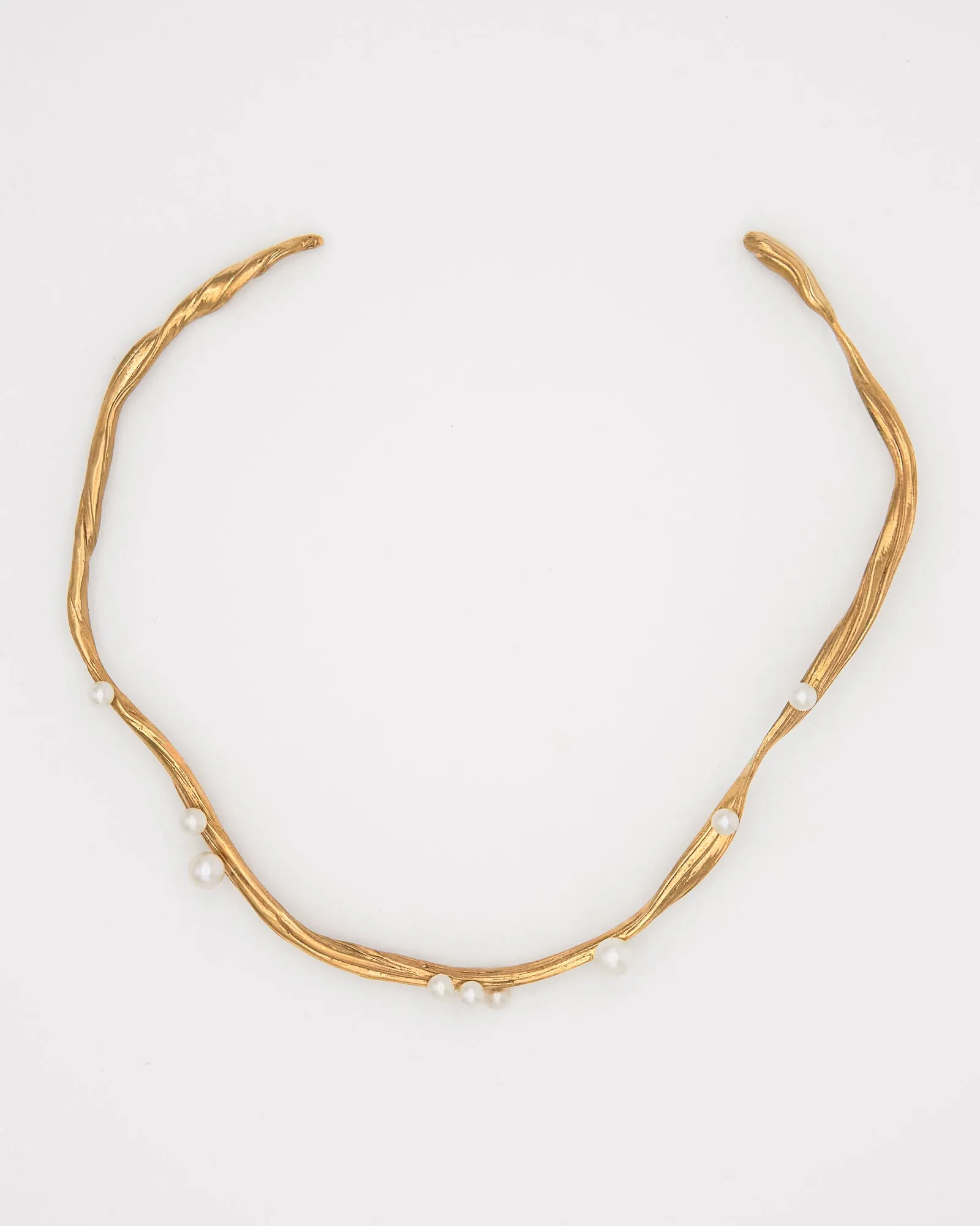 Ramo Gold Plated Choker w. Freshwater Pearls