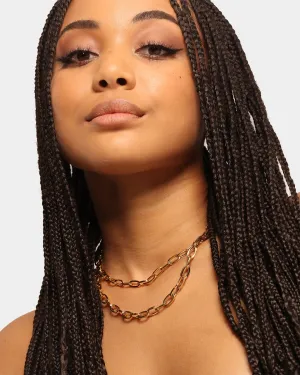 Rasing Hell Women's Gold Chain Layered Necklace Gold
