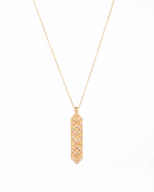 Rectangular & Arrows 18K Gold, Whitegold or Rosegold Necklace w. Diamonds