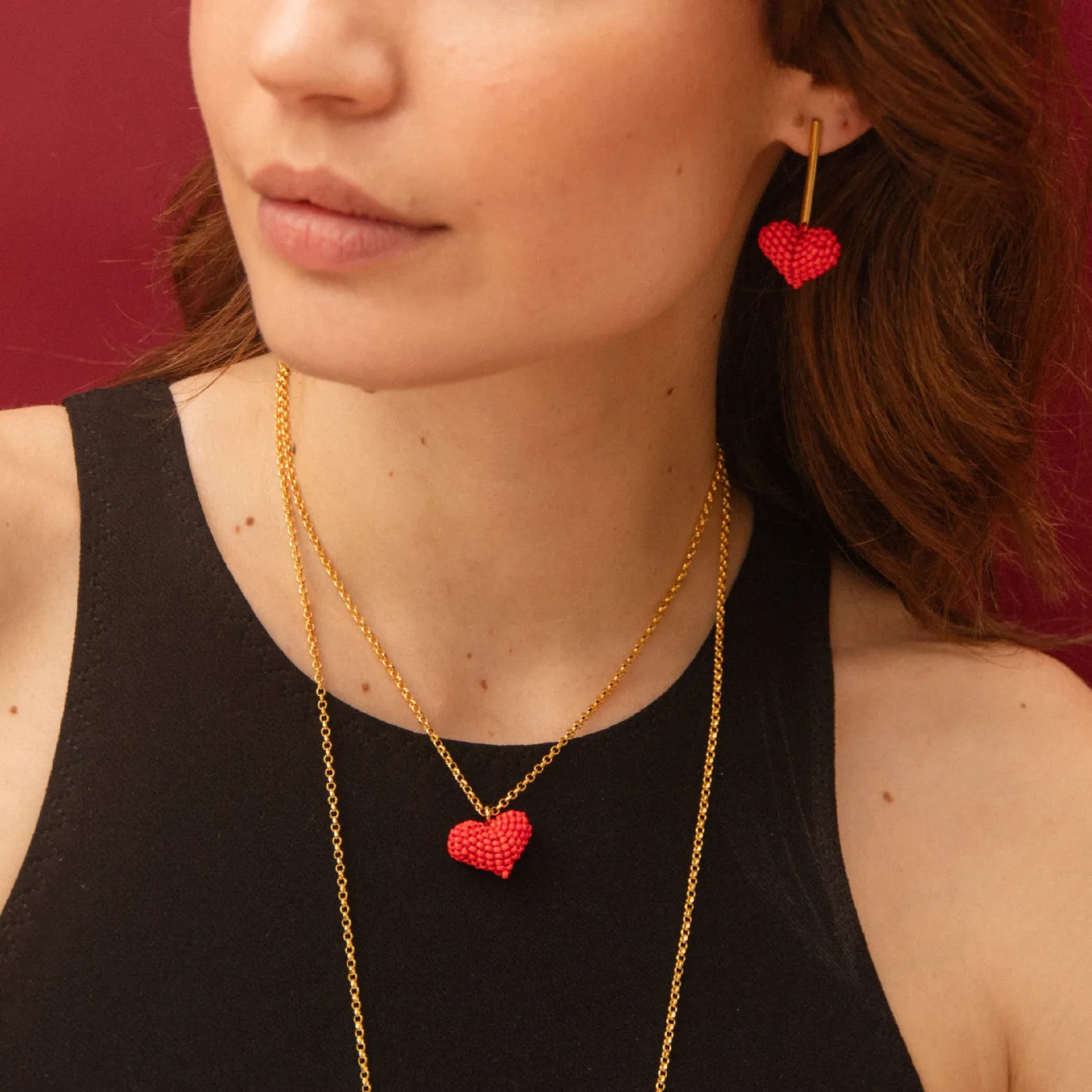 Red Puffy Heart Necklace