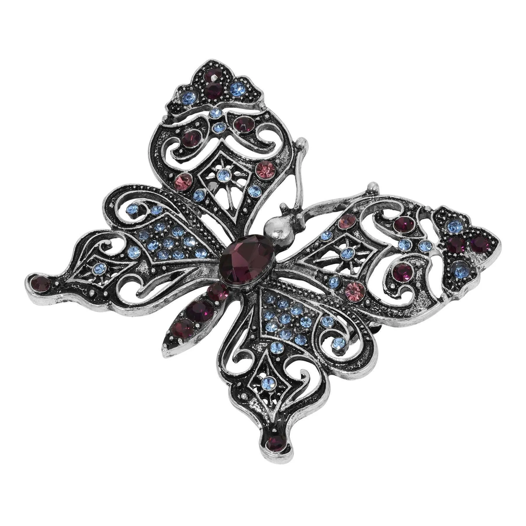Regency Antiqued Butterfly Multi Color Crystals Brooch 1928 Jewelry