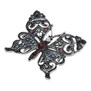 Regency Antiqued Butterfly Multi Color Crystals Brooch 1928 Jewelry
