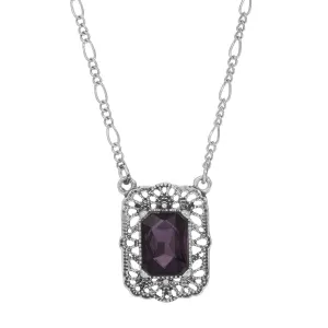 Regency Brontë Filigree Amethyst Octagon Crystal Pendant Necklace 16"   3" Extender 1928 Jewelry