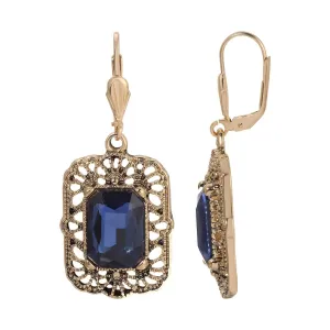 Regency Brontë Filigree Octagon Crystal Drop Earrings 1928 Jewelry