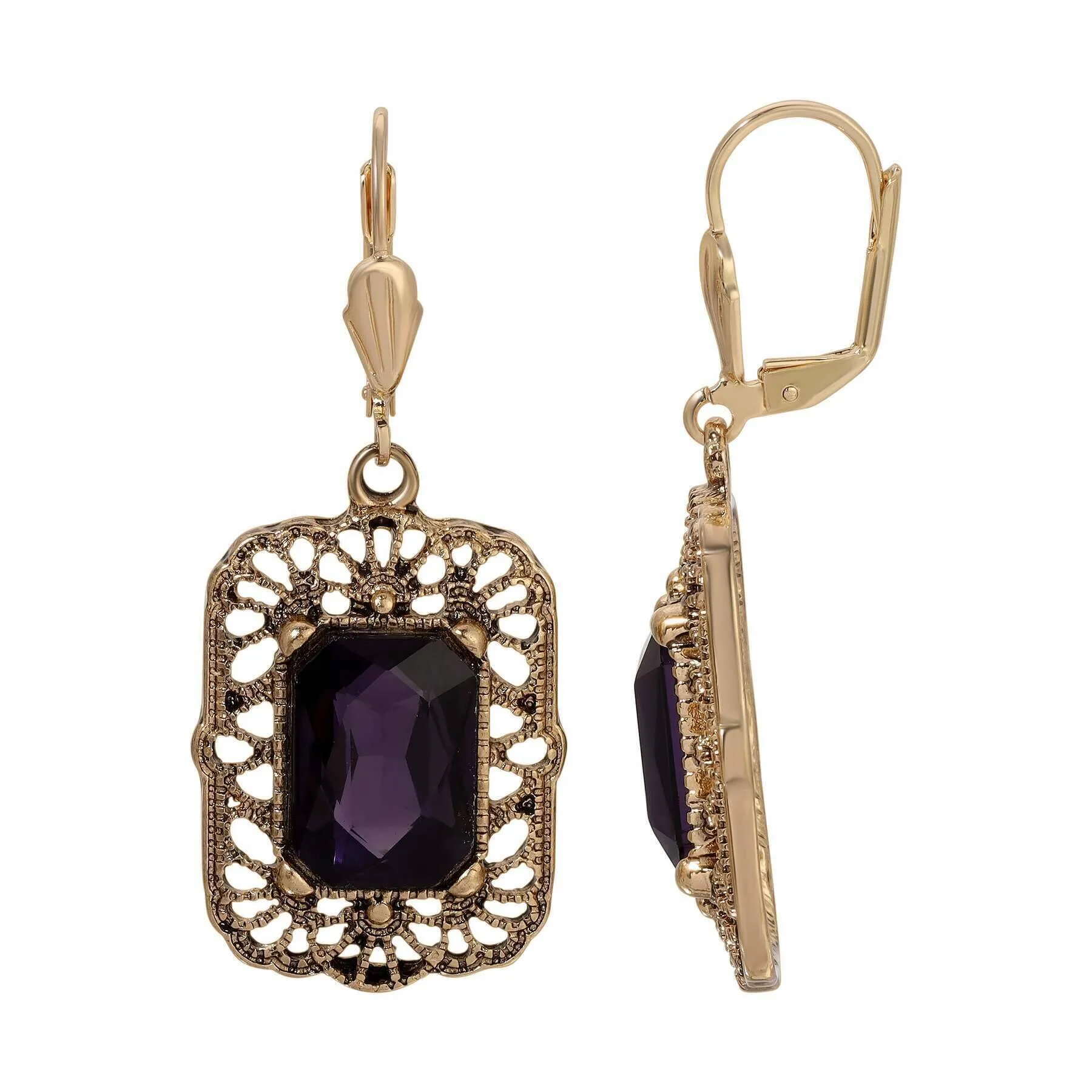 Regency Brontë Filigree Octagon Crystal Drop Earrings 1928 Jewelry