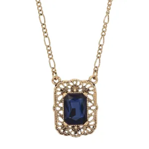 Regency Brontë Filigree Octagon Crystal Pendant Necklace 16"   3" Extender 1928 Jewelry