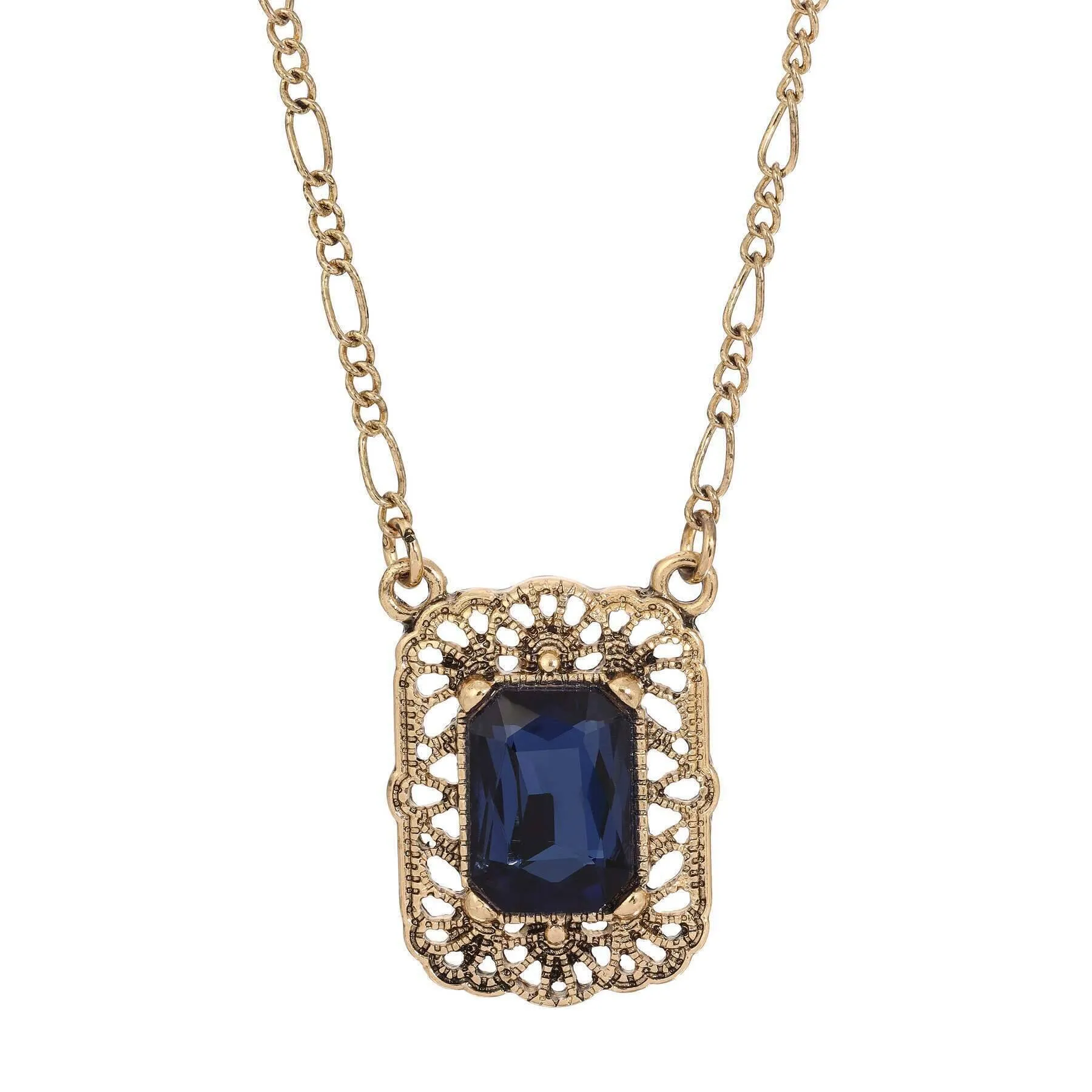 Regency Brontë Filigree Octagon Crystal Pendant Necklace 16"   3" Extender 1928 Jewelry