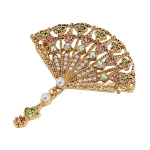 Regency Deco Blooming Elegance Multi Crystal & Faux Pearl Brooch 1928 Jewelry