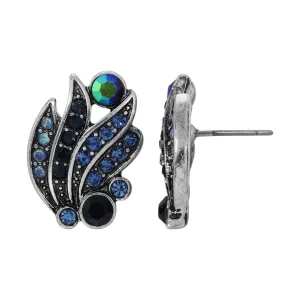 Regency Giovane Iridescent AB Crystal & Blue Stone Post Earrings 1928 Jewelry