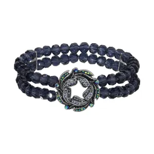 Regency Giovane Iridescent AB Crystal  & Blue Stone Wreath Stretch Bracelet 1928 Jewelry
