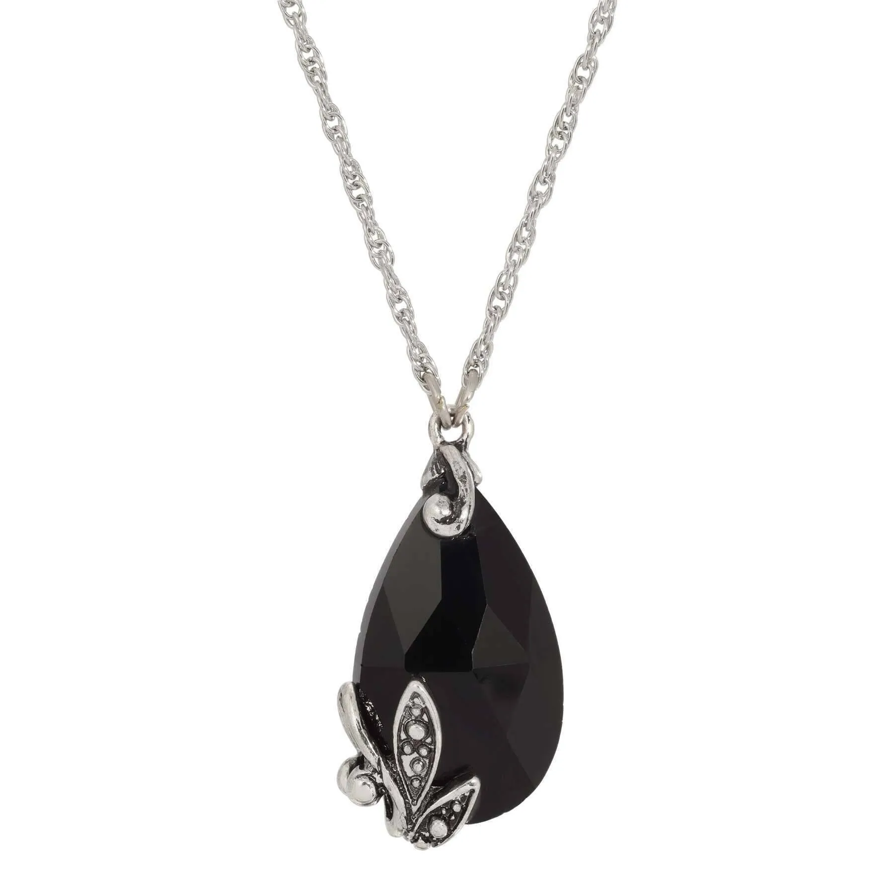 Regency Regal Teardrop Crystal Pendant Necklace 15"   3" Extender 1928 Jewelry