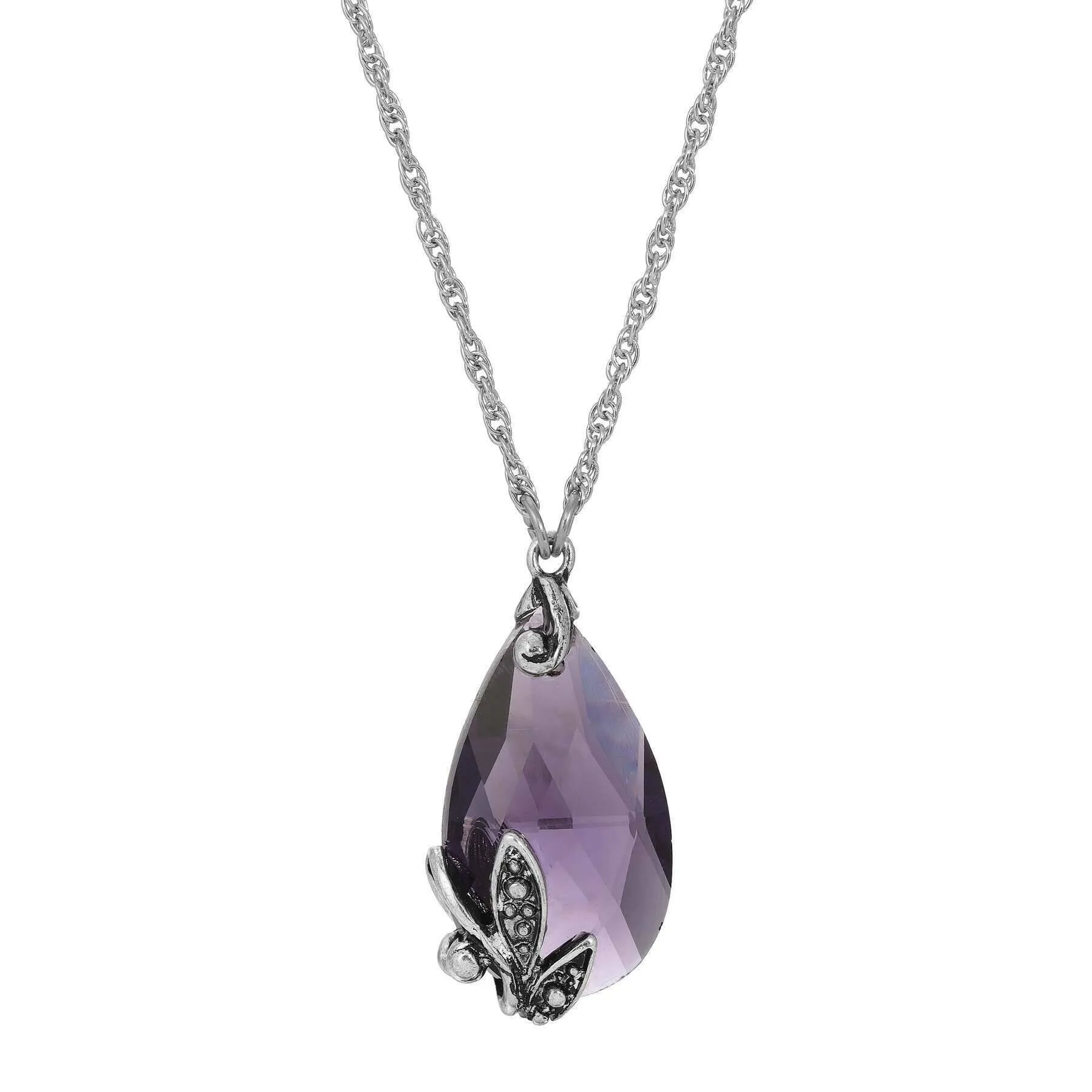 Regency Regal Teardrop Crystal Pendant Necklace 15"   3" Extender 1928 Jewelry