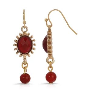 Regency Sol Oval Stone Crystal Dangle Bead Earrings 1928 Jewelry